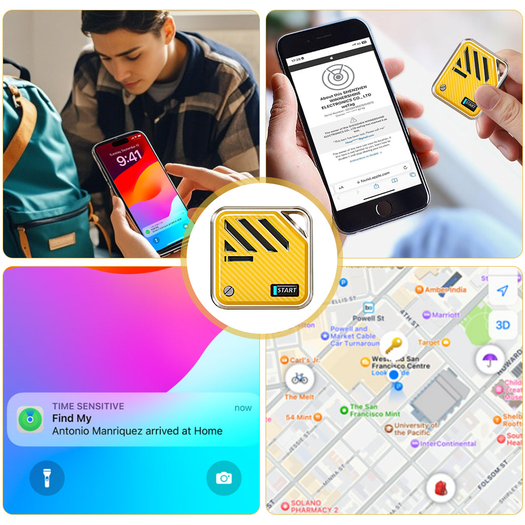 Verilux Magnetic Item Finder with Loop Hole Bluetooth Tracker Compatible with Find My App Key Finder Luggage Tracker Dog Tracker People Location Tracker for Kids, Elders, Yellow