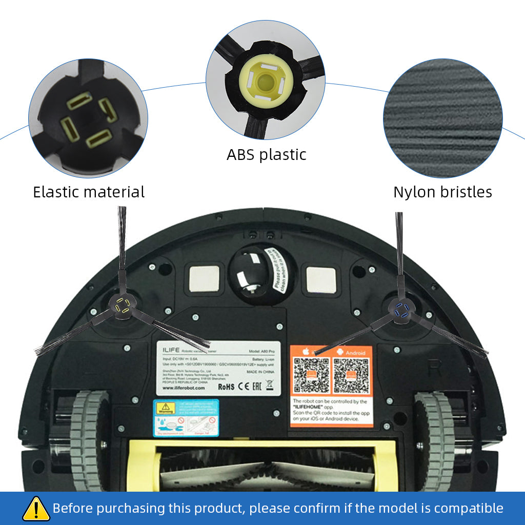 HASTHIP 8Pcs Replenishment Kit, Replacement Parts Vacuum Cleaner Replacement Accessories for ILIFE A80 Pro Robot Vacuum Cleaner, Replenishment Parts Includes 4 Side Brushes, 2 Mop Cloth, 2 Filters