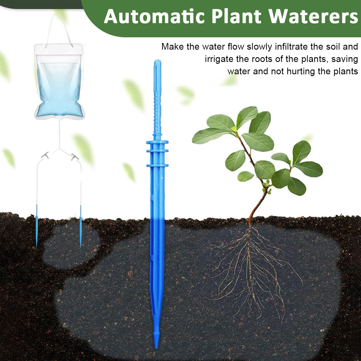 HASTHIP Dual Dripper Plant Watering Device Kit 2L Slow Drip Watering Device Plant Watering Bag with Adjustable Flow Automatical Plant Watering Device for Plant Pots