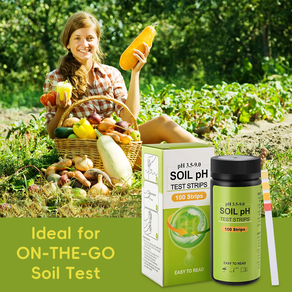 HASTHIP 100 Counts Soil pH Test Strips 3.5-9 Range pH Testing Strips for Soil Acidity Accurate pH Level Measurement Soil pH Test Strips for Garden, Lawn, Orchard
