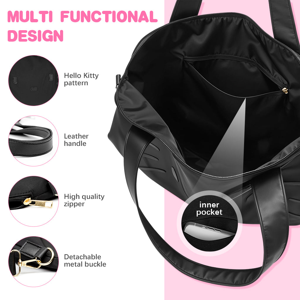 PALAY Kitty Shoulder Tote Bag for Girls Women Oxford Cloth Crossbody Bag Travel Shoulder Bag Fitness Bag Carry-on Day Bag Duffel Bag with Detachable Shoulder Strap