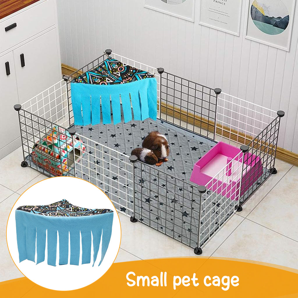 Qpets Hamsters Hammock Corner, Tassel Curtains for Cage Small Pet Hideout Corner Curtain Cover Hammock for Guinea Pig, Dwarf Hamsters, Hedgehog