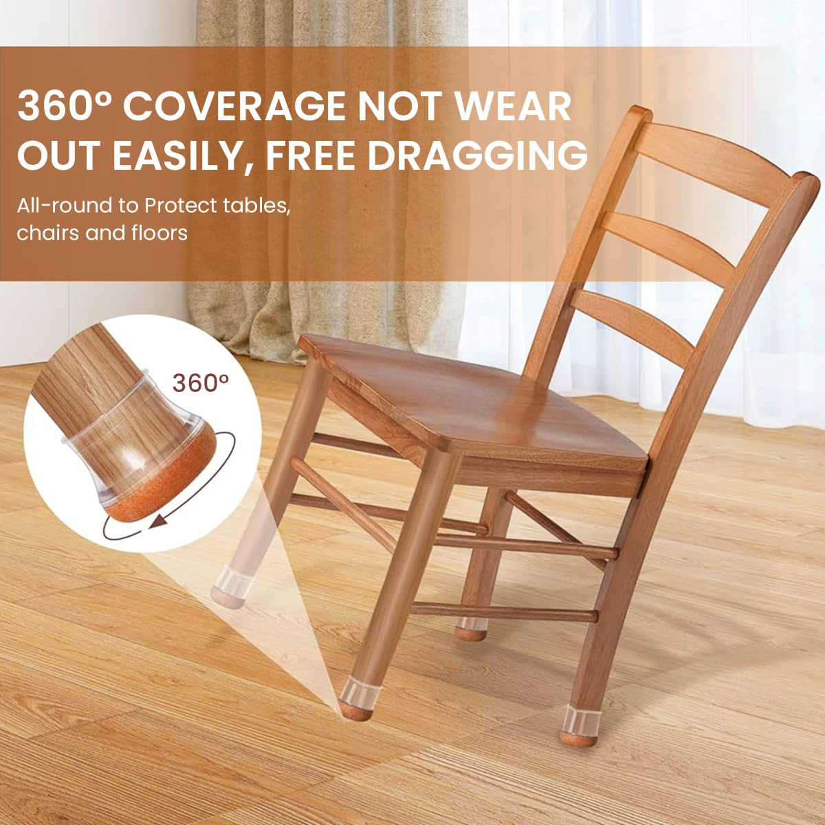 Serplex 24Pcs Chair Leg Floor Protectors Felt Padded Furniture Leg Floor Protectors Silicone Chair Leg Protectors Non-Slip Silent Chair Leg Sleeve for Tilting Legs & Vertical Legs of 19-30mm