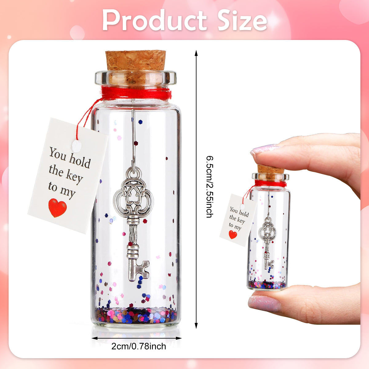 HASTHIP Mini Decorative Jar, Romantic Cork Stopper Drift Bottle, Romantic Gift for Girlfriend & Boyfriend, Wife, Gifts From Husband, Valentine's Day Gifts for Women Cute Anniversary Wedding Gifts