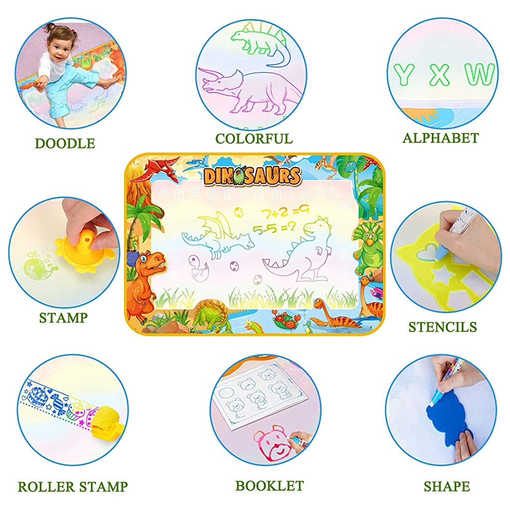 PATPAT Magic Water Doodle Mat DIY Graffiti Drawing Mat 100x75cm Water Based Graffiti Mat Non-Ink Drawing Mat Learning Floor Mat Playpan Mat ChildrenGift, Birthday Gift for Kids 1-6 Years Old