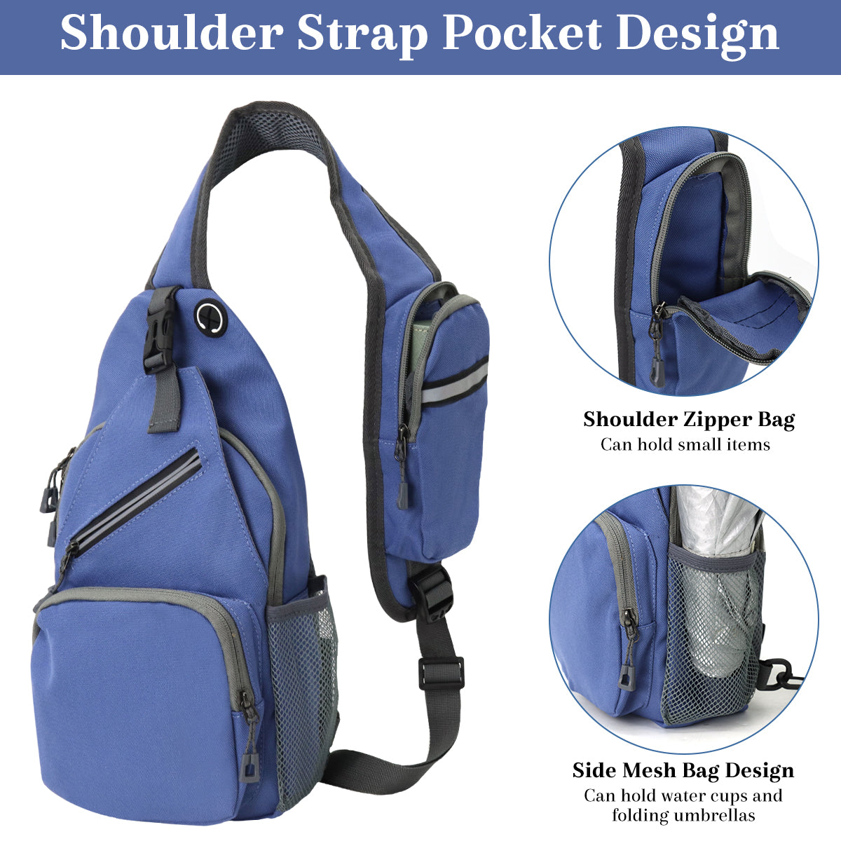 GUSTAVE Chest Bag for Men Fashion Outdoor Sling Bag Crossbody Chest Bag with Intergrated Zipper Phone Pouch Multi Pocket Travel Shoulder Bag Chest Bag for Work, Travel, Hiking