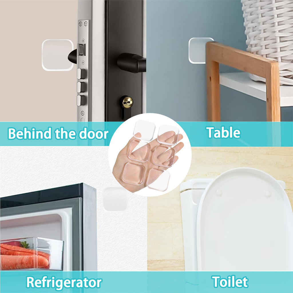 ZIBUYU Door Stoppers Silicone Door Stopper 1.57'' Square Noise Reduction Wall Protectors Self Adhesive Wall Door Knob Stoppers for Room Doors, Bathroom Roors