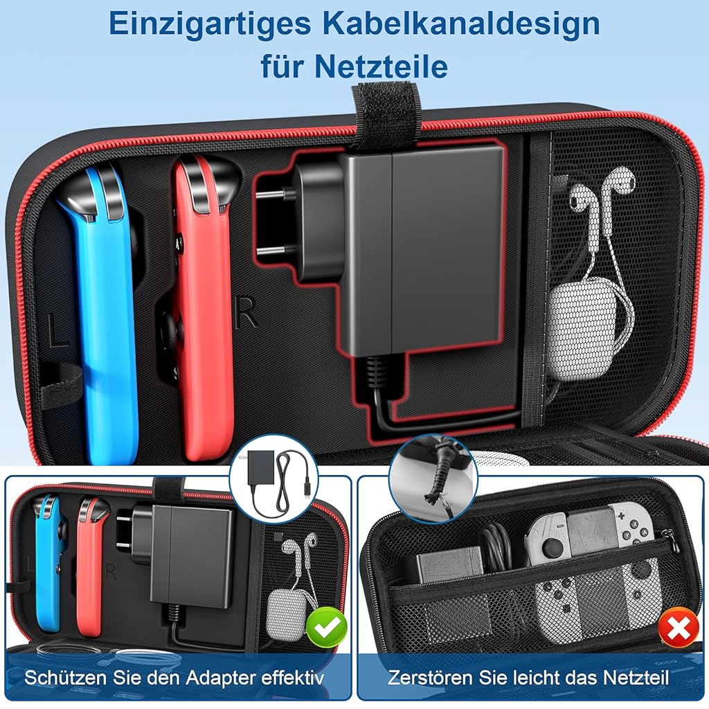 ZORBES® Compatible with Switch Storage Bag Travel Case for Switch/OLED Game Console EVA Waterproof Anti-scratch Travel Bag Accessories Storage Bag for Switch/OLED, with 20 Switch Games Slots