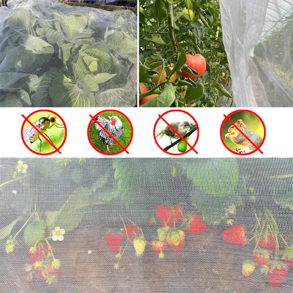 HASTHIP 2.5*5m Ultra Fine Garden Mesh Netting for Plant Protctive, Durable PE Plant Netting Cover for Protect Your Vegetables, Fruits, Flower & Trees, Greenhouse Cover Protection Mesh Net Covers