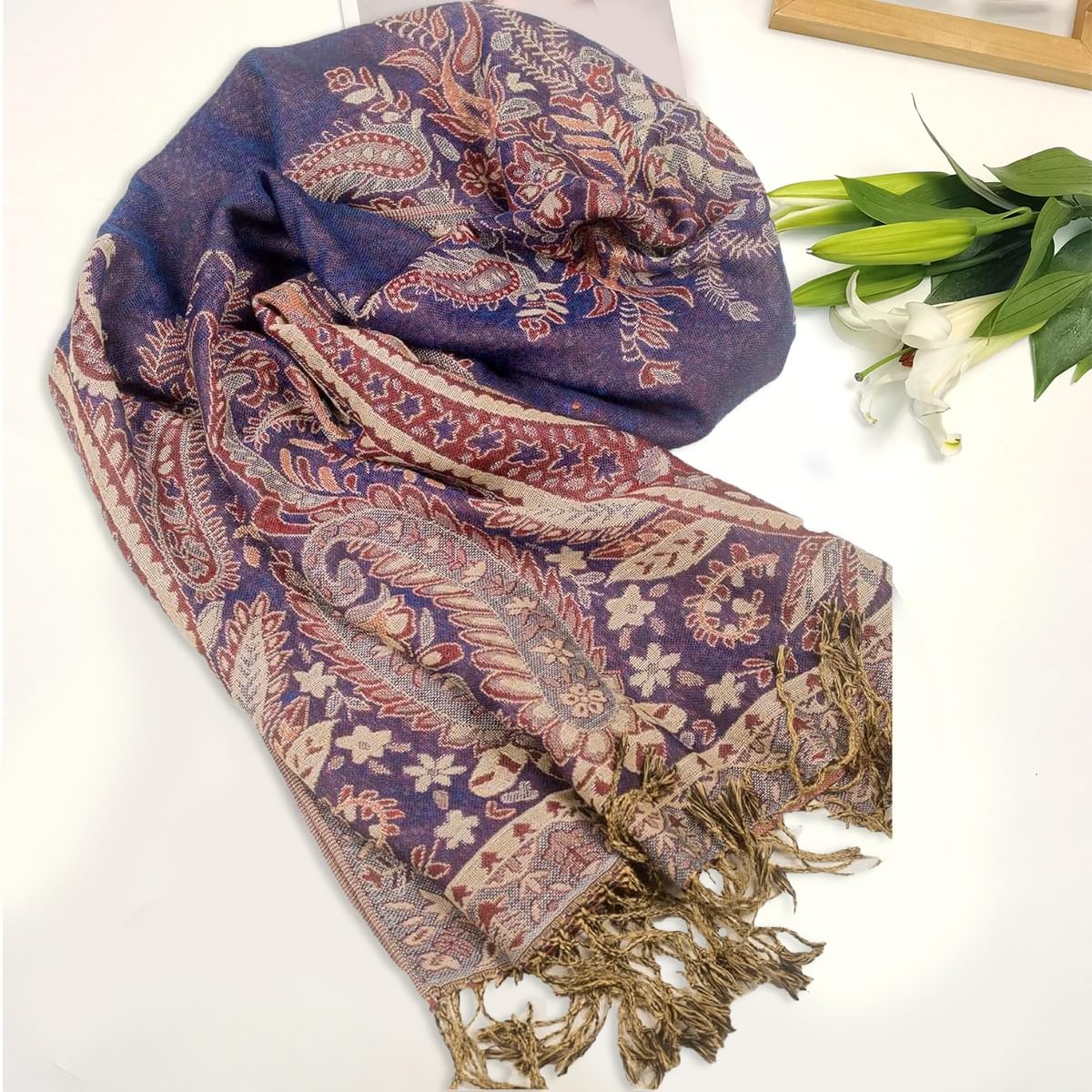 PALAY Women Shawl Long Scarf Shawl Fashion Color Jacquard Tassels Wraps Shawls Dacron Long Scarf Shawl Women Beach Wraps Beach Cover Ups, 70x200cm