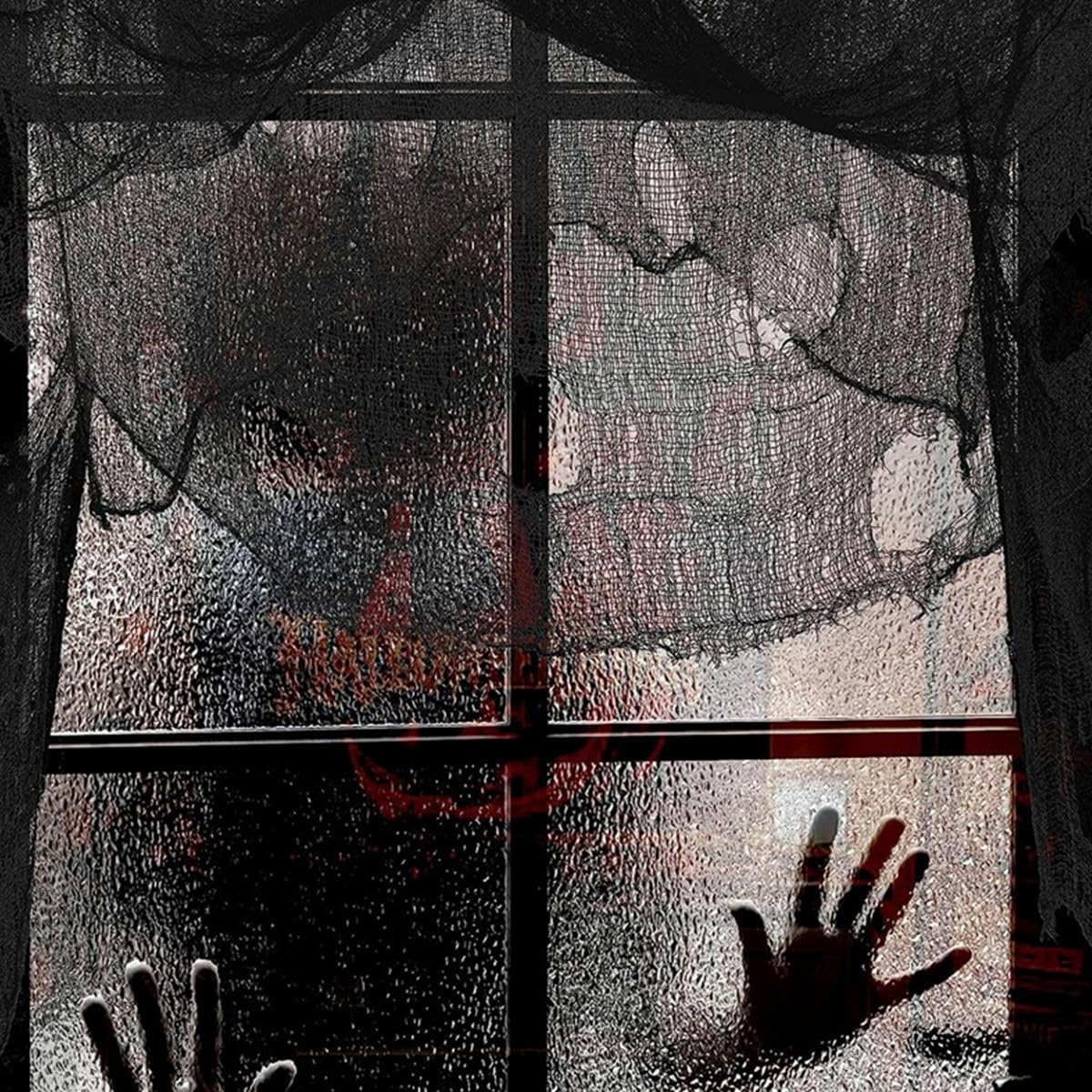 HASTHIP Halloween Black Creepy Cloth, 31.5 X 94.5inch Spooky Cheesecloth Gauze Hanging Fabric for Scary Halloween Party Haunted House Doorway Window Wall Home Yard Outdoor Decorations
