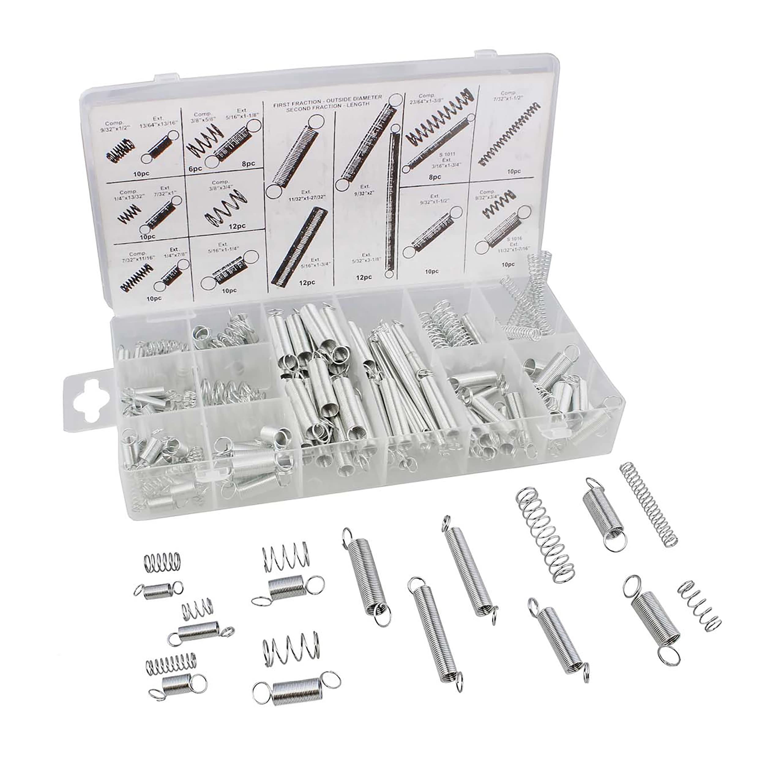 ZIBUYU Springs Extension of Zinc Plated Compression Tension Springs for Projects Repair Tool Assortment Kit for 3D Printer, Machine DIY or Home Repairs, Silver - 200 Pcs