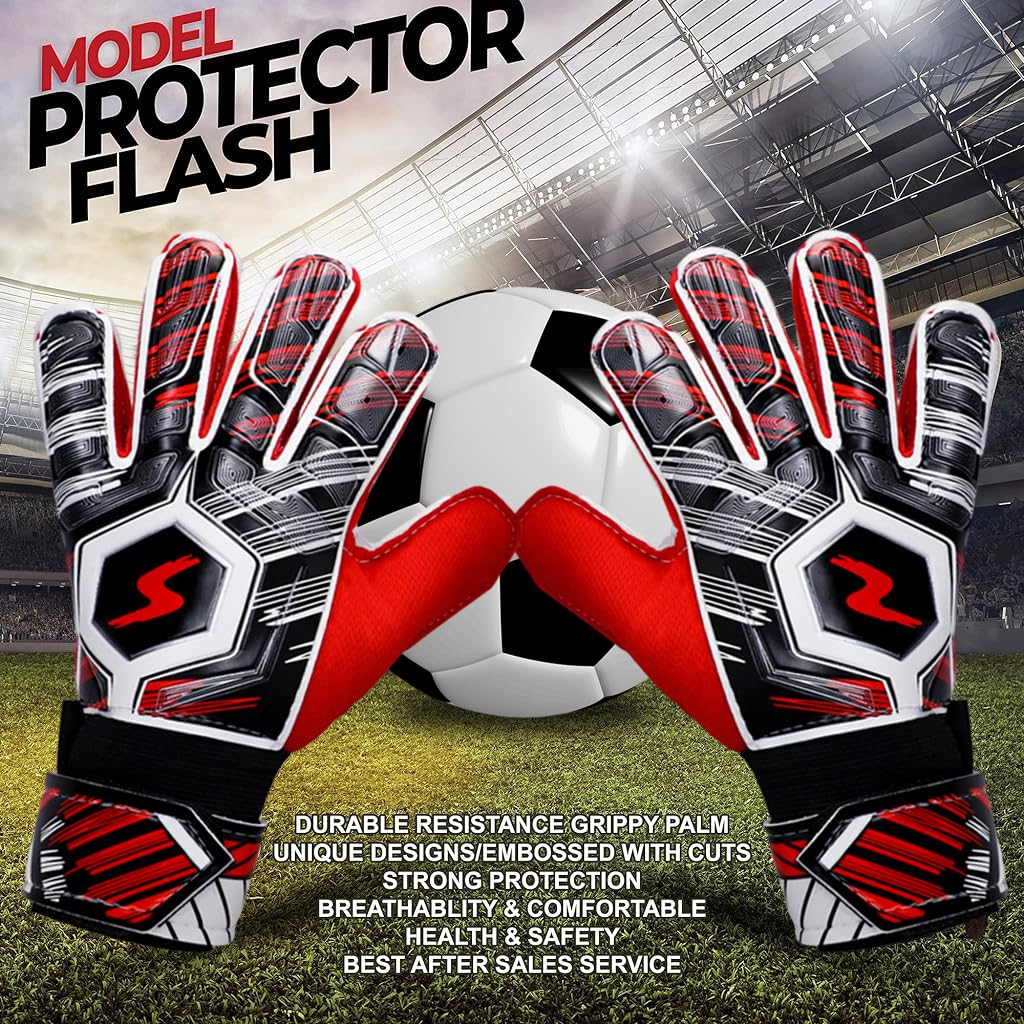 Proberos Goalkeeper Gloves for Football for Teens Adults, Practice Goalkeeper Synthetic Gloves, Give Splendid Protection and Comfort, Strong Grip Shockproof Non-Slip Goalkeeper Gloves for Youth(9#)