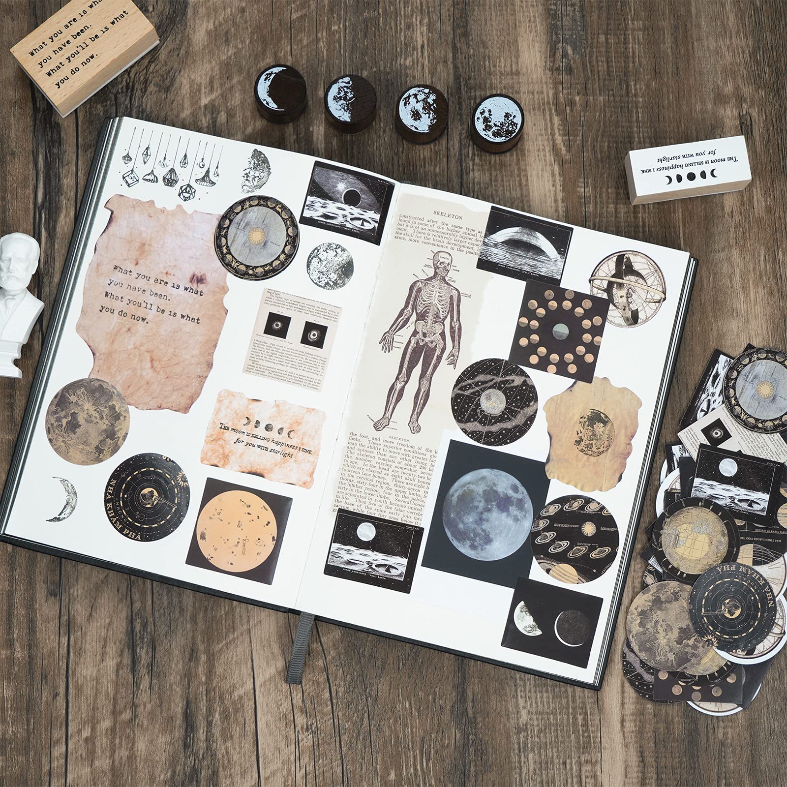 HASTHIP 92 PCS Scrapbook Sticker for Journals Supplies Astronomy Celestial Stickers Set Decorative Self-adhensive Planet Moon Space Sticker Decals for Journaling DIY Crafts Decro