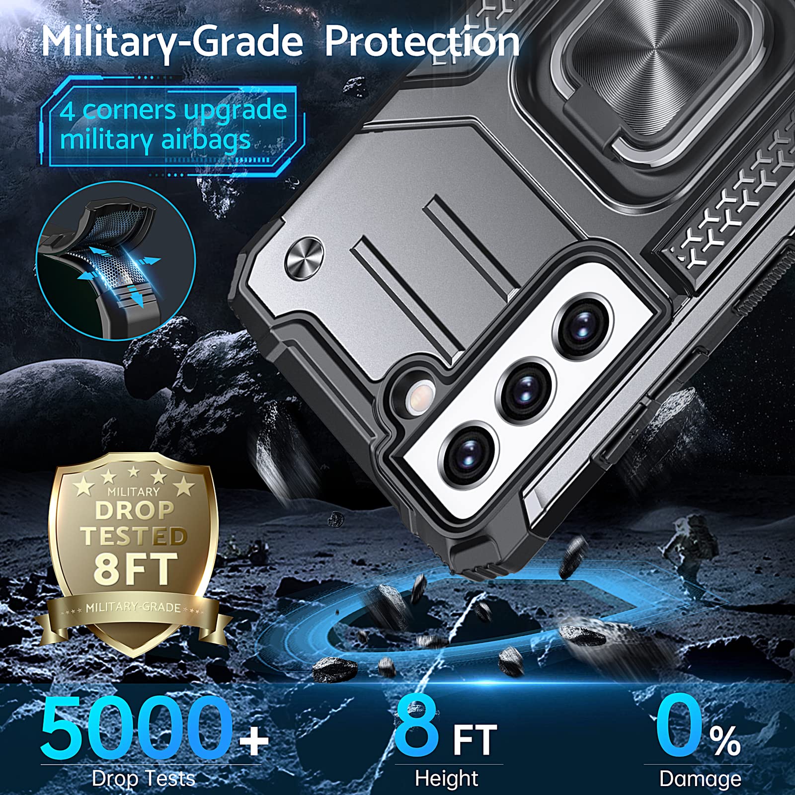 ZORBES Samsung Galaxy S21 FE 5G Case, with Rotatable Phone Ring Buckle and Magnetic Design, TPU Shockproof Protective Phone Case Phone Cover for Samsung Galaxy S21 FE