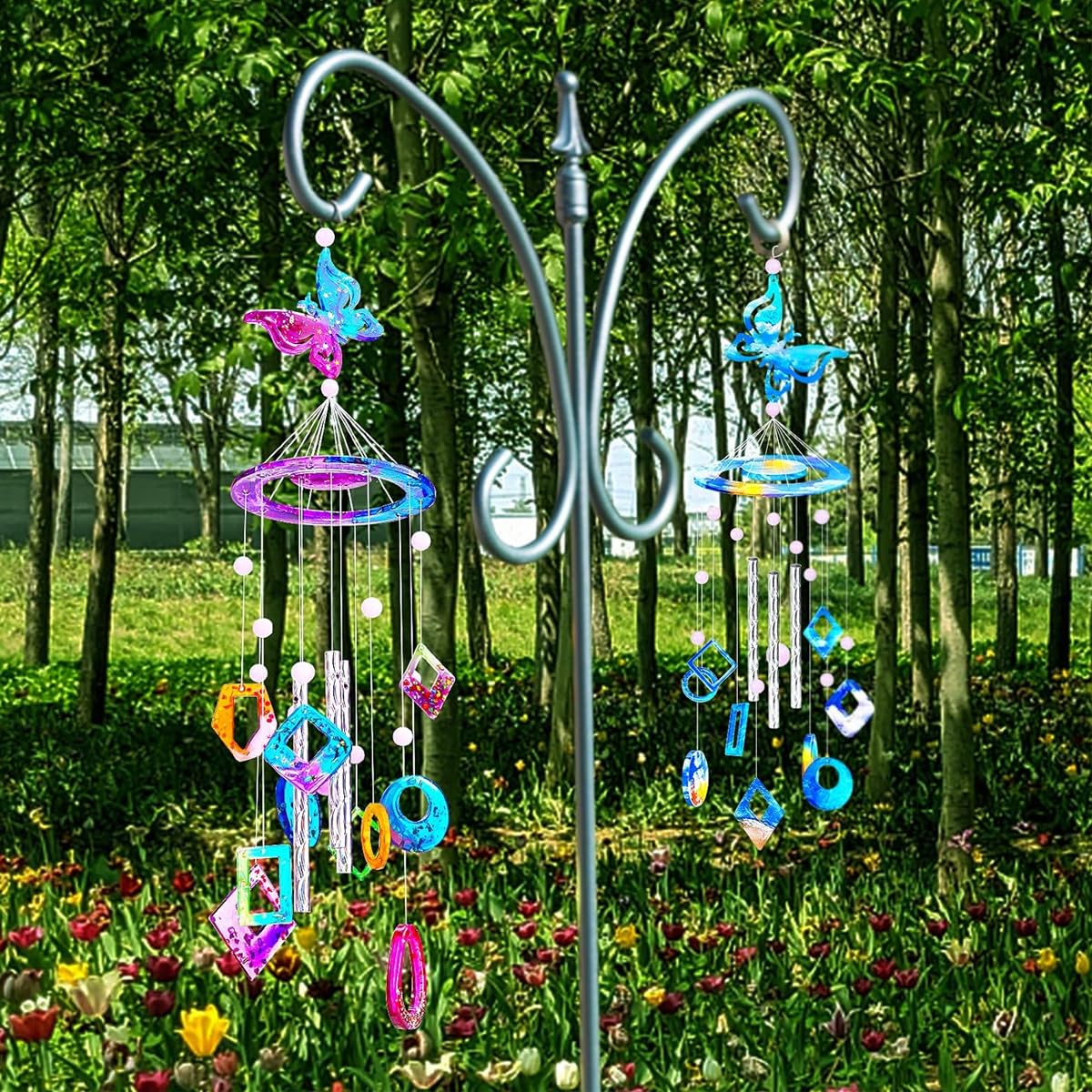 HASTHIP Resin Molds, Wind Chimes Resin Molds Silicone Kit Butterfly Design for Art Crafts Wind Bell Keychain Earring Pendant Jewelry Home Garden Yard Outdoor Decoration, Butterfly