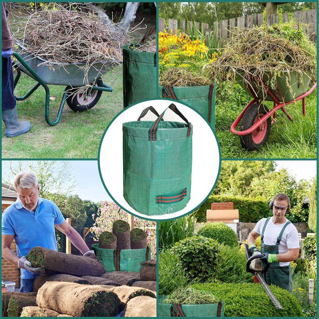HASTHIP Heavy Duty Garden Waste Bag, 300L Reusable Leaf & Yard Trash Container, 80 Gallon PP Yard Debris Bag with Reinforced Handles for Lawn, Garden Tool Storage & Organic Waste Collection