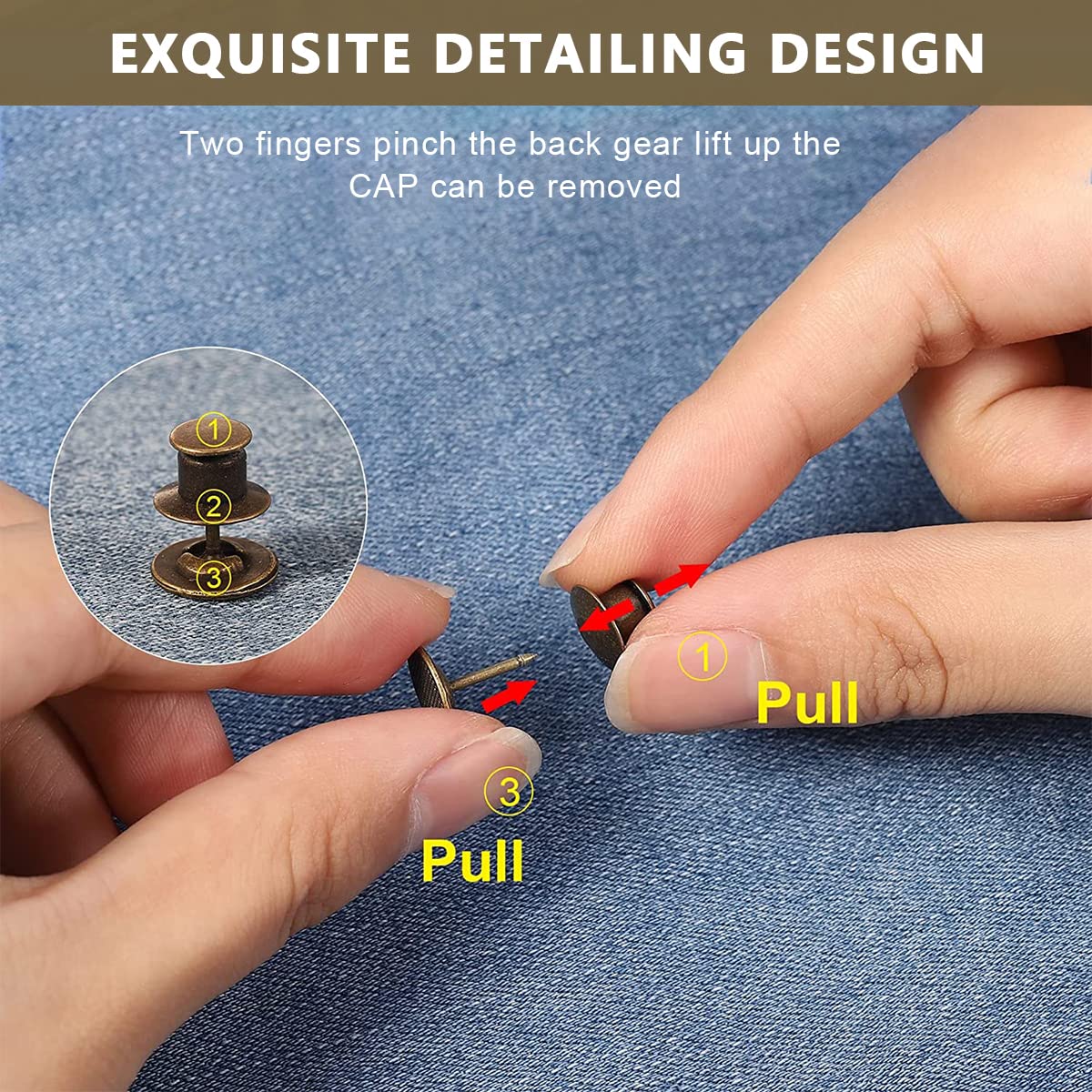 SANNIDHI 4Pcs Adjustable Waist Buckle Extender, Instant Jean Waist Tightener, Detachable Jean Pant Button, Metal Waist Buttons for Loose Pants (No Sewing)