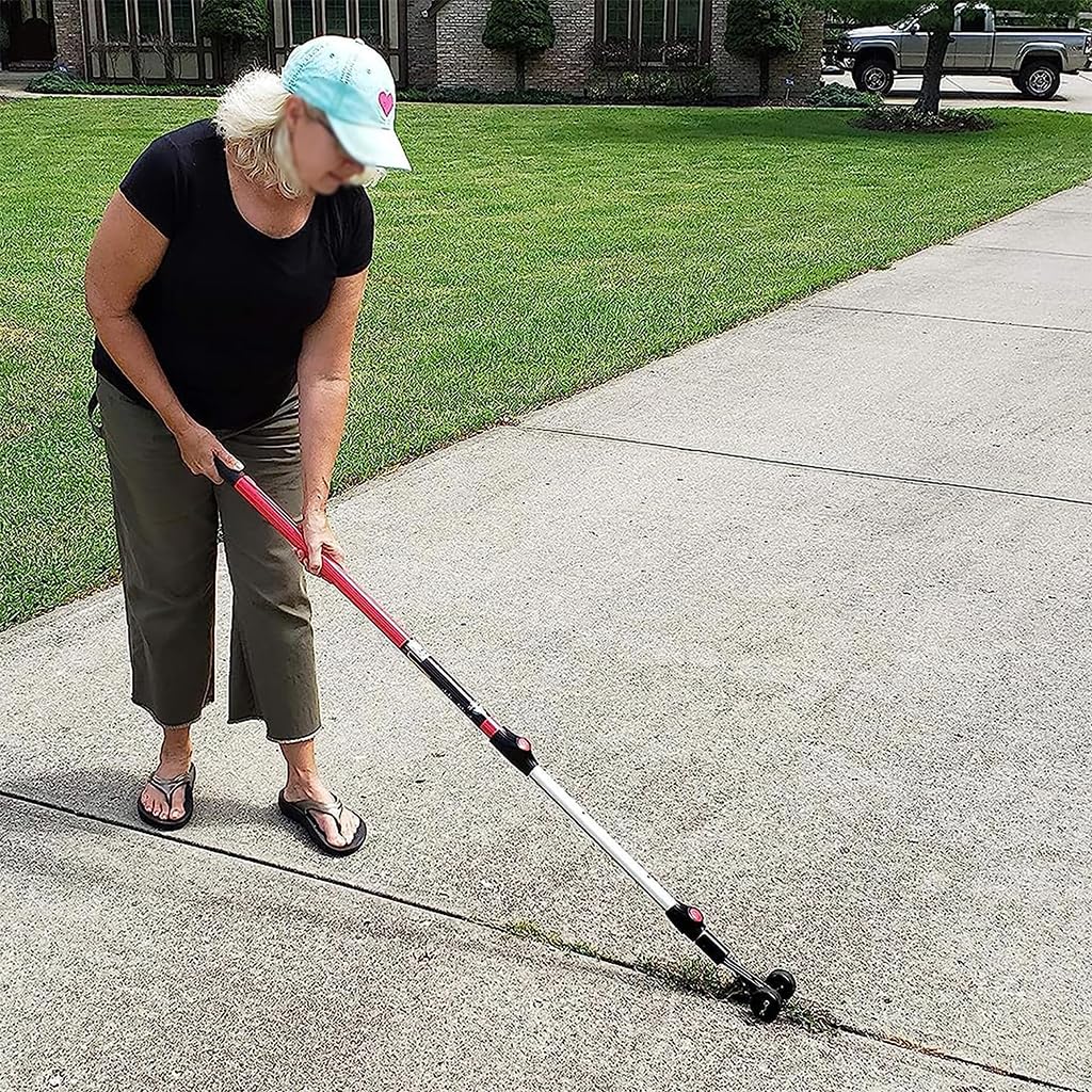 HASTHIP 2 in 1 Pull Weeder for Driveway Patio Sidewalk, Crack and Crevice, Wheeled Carbon Steel Weeder Head, Stand Up Weeder Hand Tool Without Handle