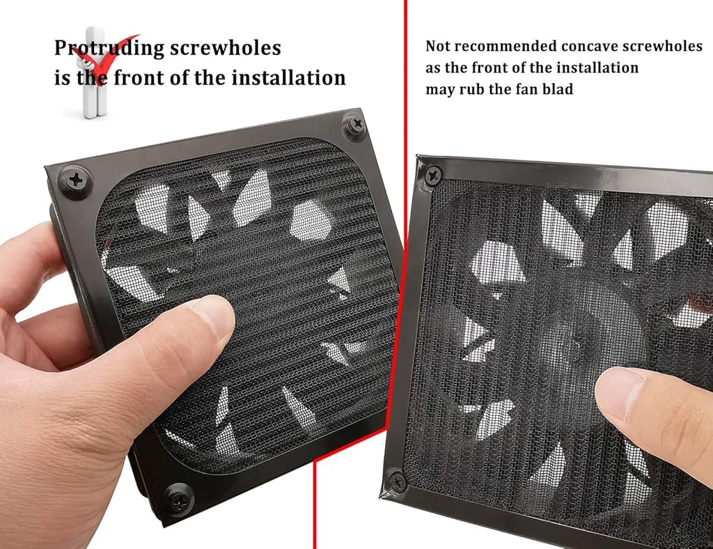HASTHIP® 2 Pcs 120mm Aluminum Alloy & Stainless Mesh Fan Filter Dust Guard, Black, Anti-Rust, Easy to Clean, Wave-Folded Design, High Airflow, Noise Reduction for PC Case & Speaker Grille