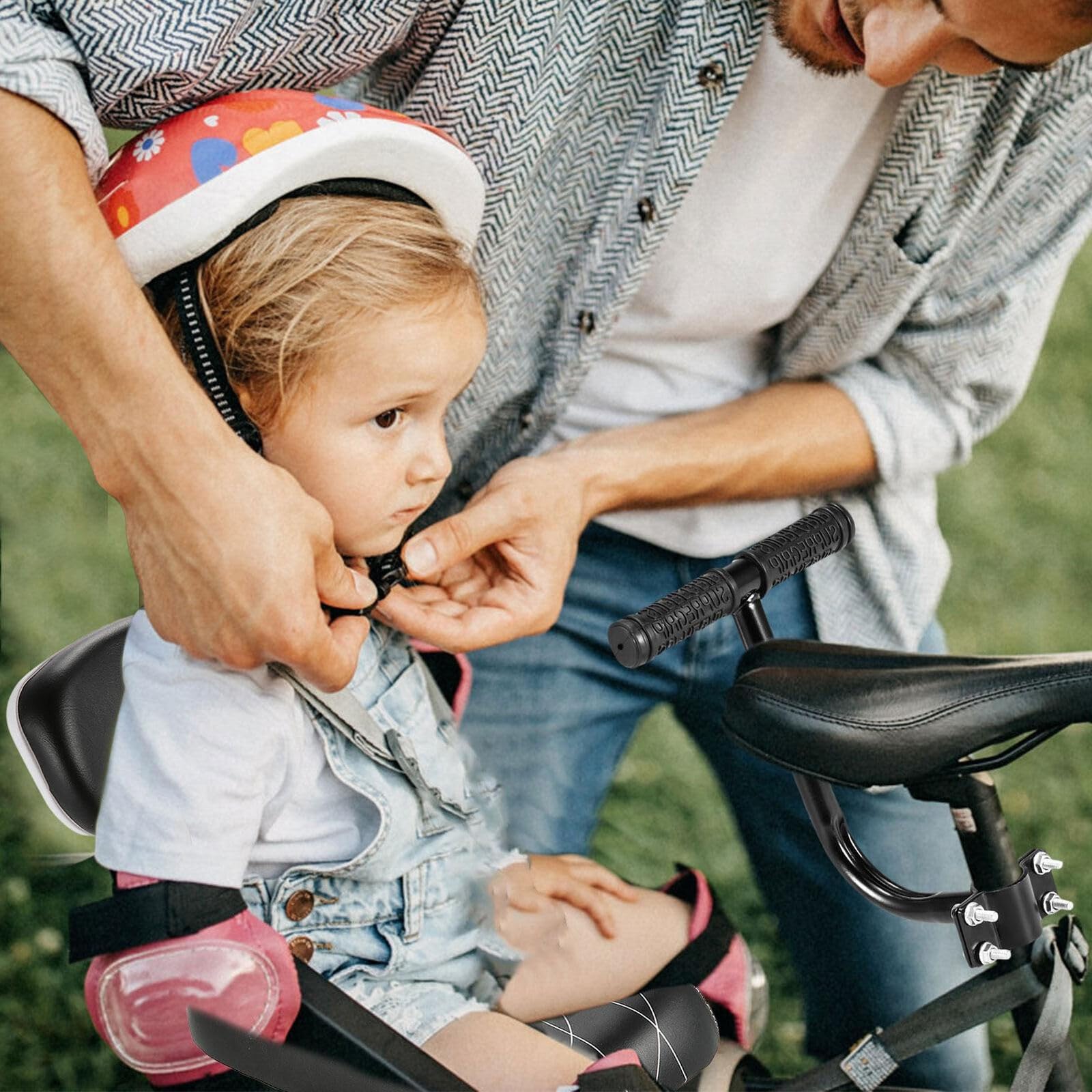 Proberos Bike Rear Seat, Comfortable Bike Rear Saddle Thick Bike Back Seat for Bicycles PU Soft Cushioning Companion Bike Seat for Children Adjustable Universal Bike Rear Seat Pad, 30x15x3.5cm