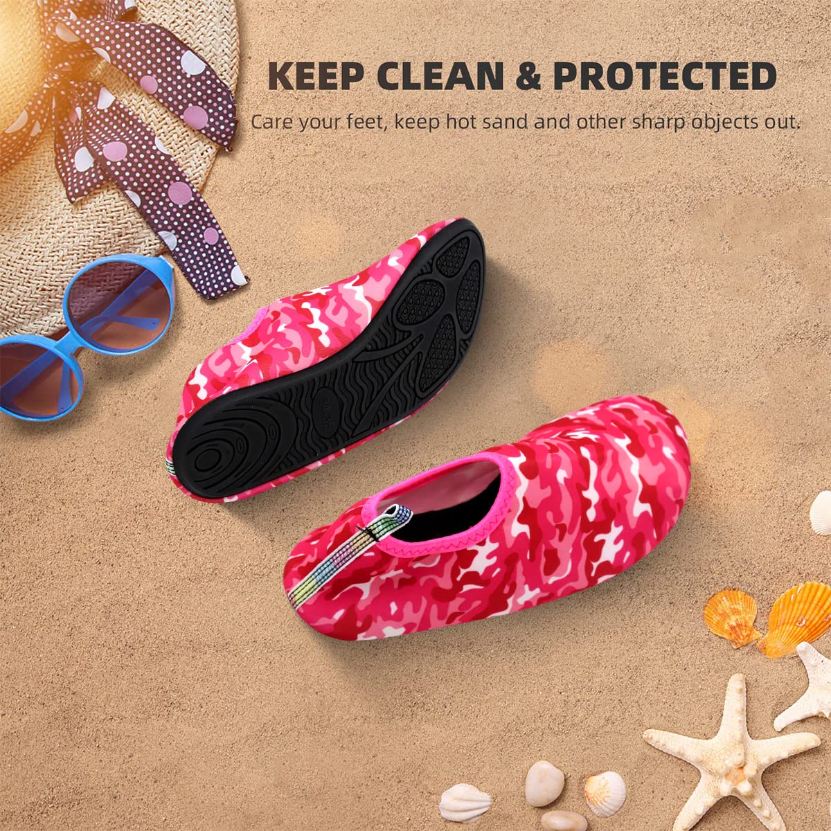 PALAY Water Shoes for Men Women, Quick Dry Barefoot Aqua Yoga Socks, Outdoor Thicken Anti-slip TPR Rubber Sole Breathable Aqua Socks for Surfing Yoga Indoor Fitness(UK2-2.5)