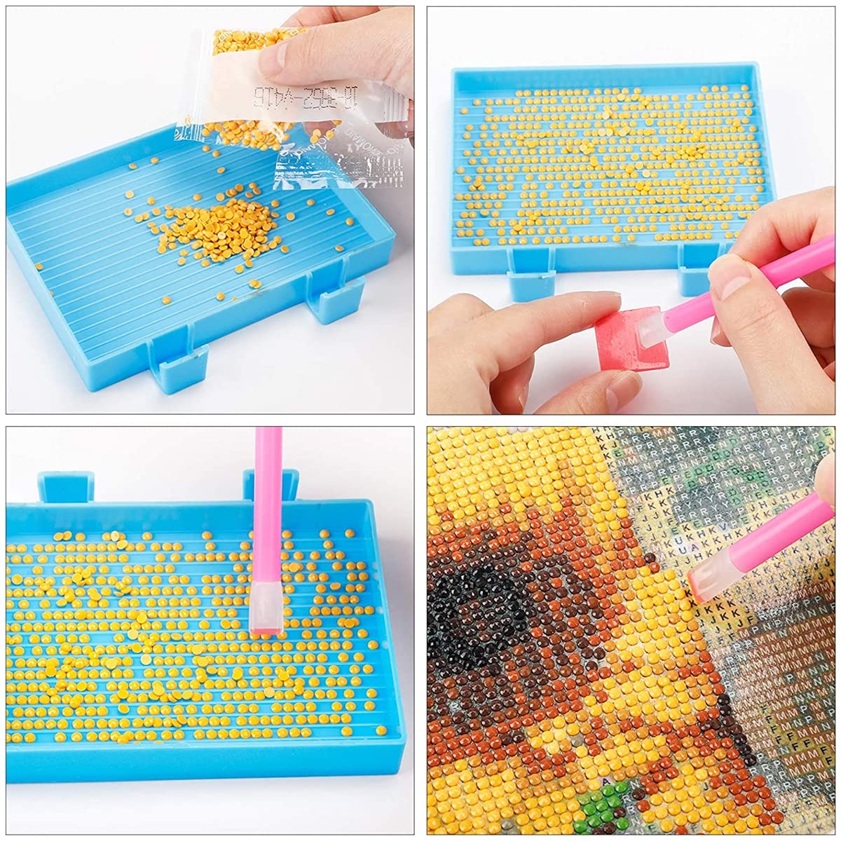 HASTHIP 14 Pcs Diamond Painting Tools Kits with Diamond Painting Trays and Pens, Beads Rhinestone Sorting Trays Kit, Diamond Art Tools, 5D Diamond Painting Accessories Kit (Without Diamonds)