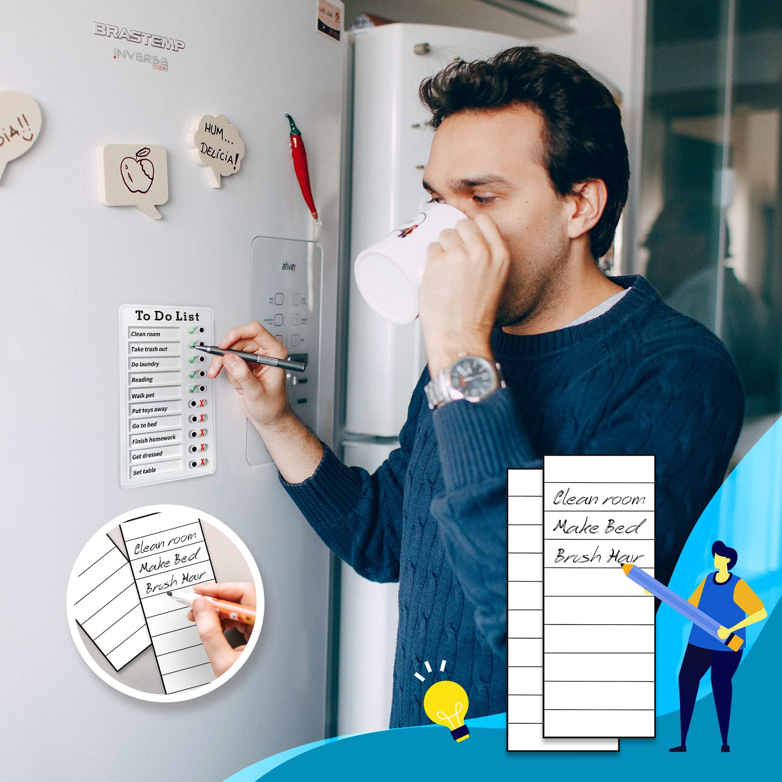 Climberty 2Pcs To Do List Notepad, Chore Chart for Adults to do List My Chores Checklist Task Board with 4 Sheet Blank To-do-list Paper, Daily Routine Reminder Desk To-Do List Assistant