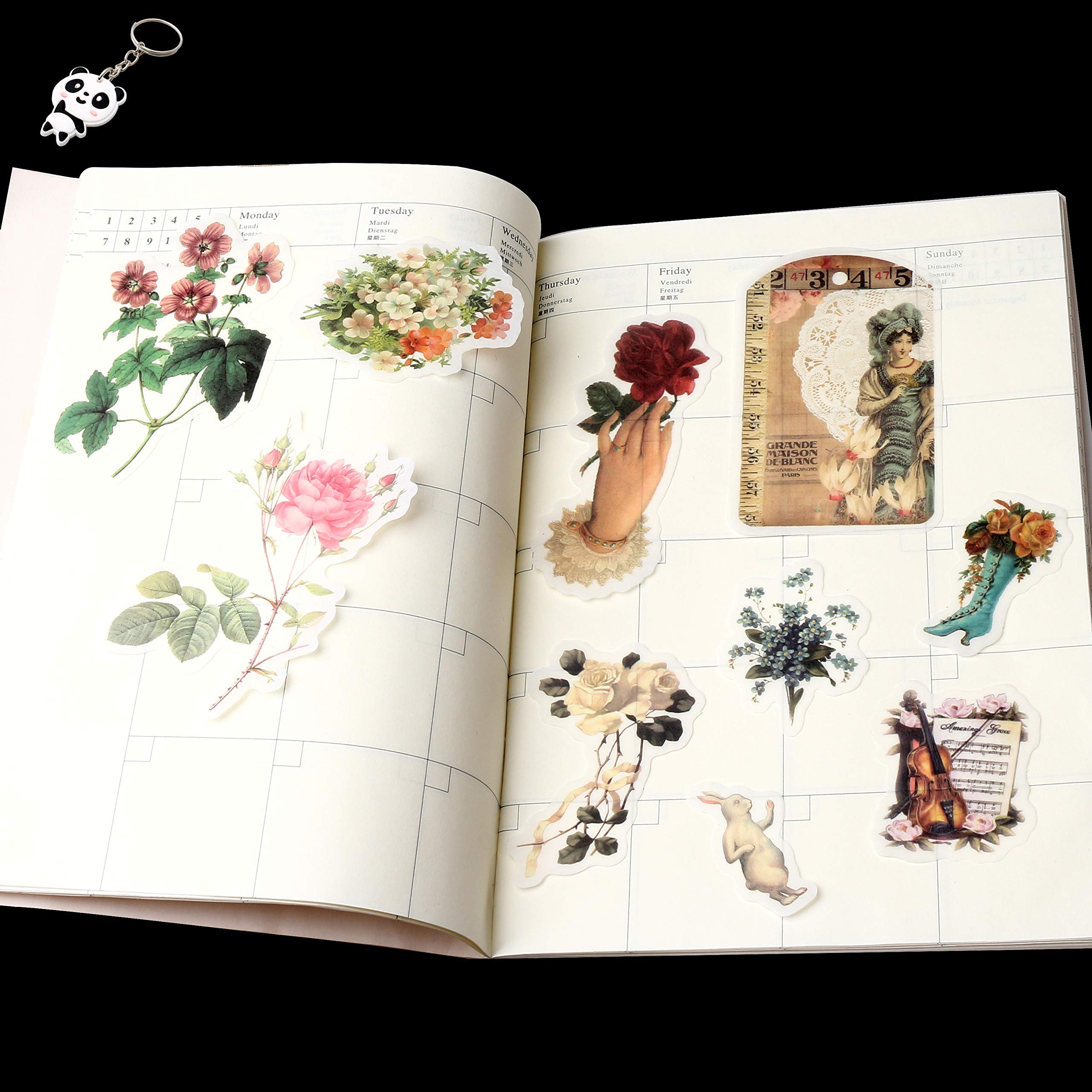 HASTHIP 60 pcs Ephemera Pack, Plants Style Note Decoration Self-Adhesive Tropical Plants Stickers for Scrapbook, Notebook, Journal, Card Making