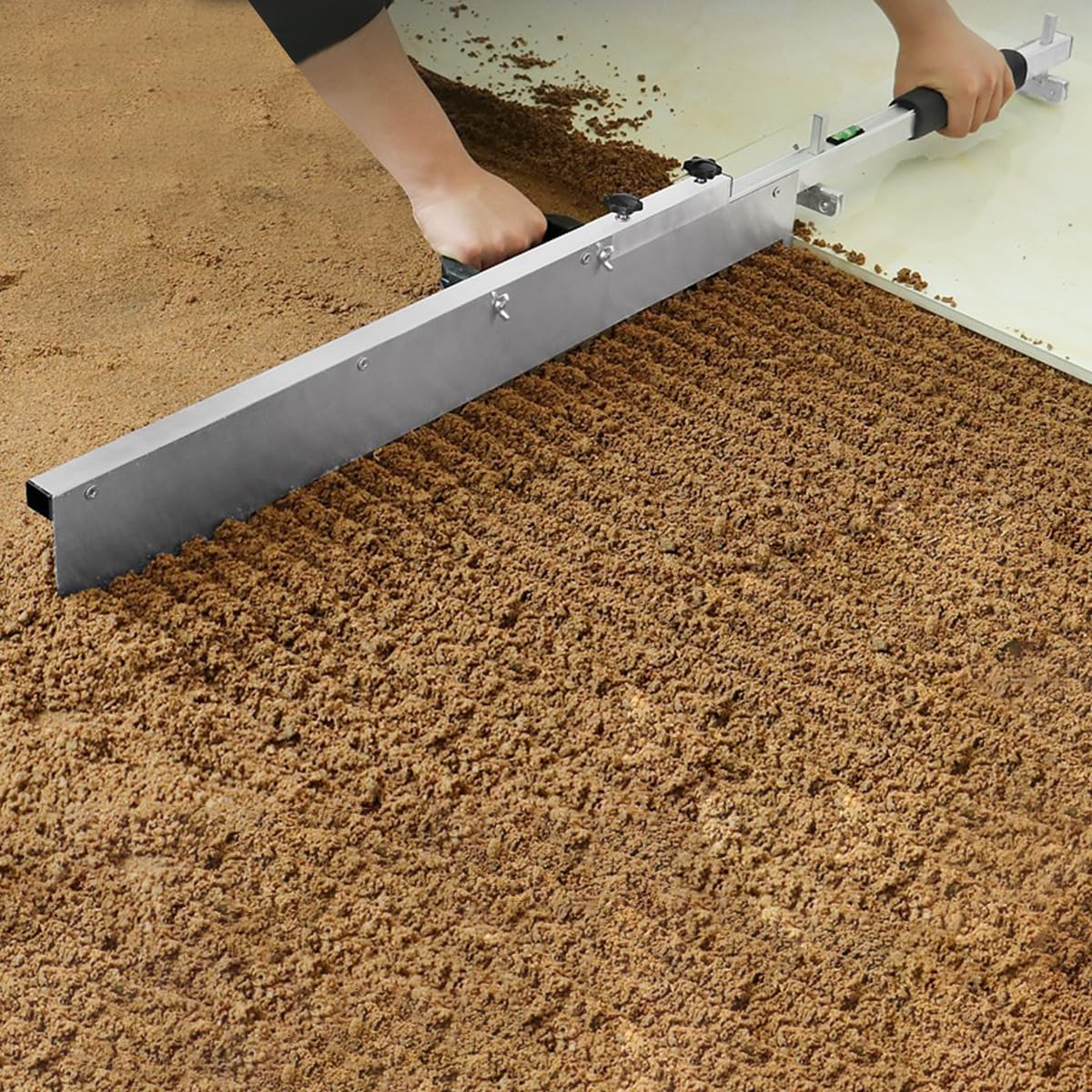 Serplex Adjustable Plastering Trowel with Handle Stainless Steel Plastering Trowel Notched Trowel Serrated Edge Trowel with Adjustable Depth Multifunctional Trowel for Spreading, Leveling