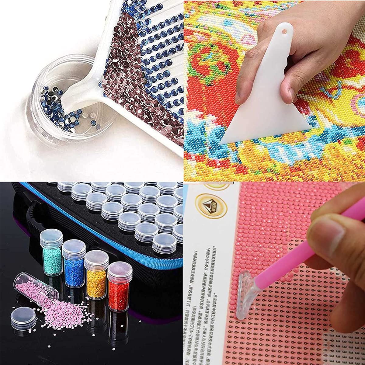 HASTHIP 5D Diamond Painting Tools and Accessories Kits with 30 Slots Diamond Painting Storage Container, Storage Bag, Diamond Painting Trays and Pens, Tweezer and Correction tools (Without Diamonds)