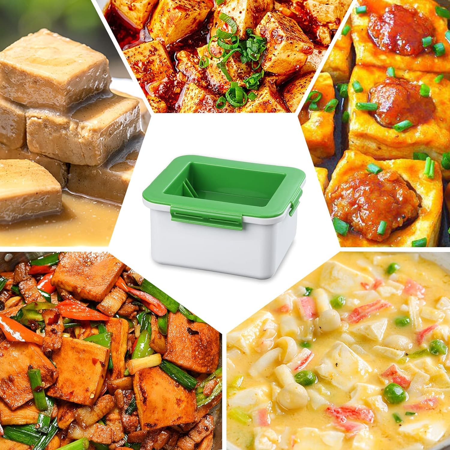 HASTHIP Tofu Press Drainer Water Remover Food Grade Tofu Making Tools Homemade Tofu Tools Quick Excessive Water Removal Easy Tofu Drainer Press for Tofu Within 4.5x3.78x1.77 inch, Dish Washer Safe