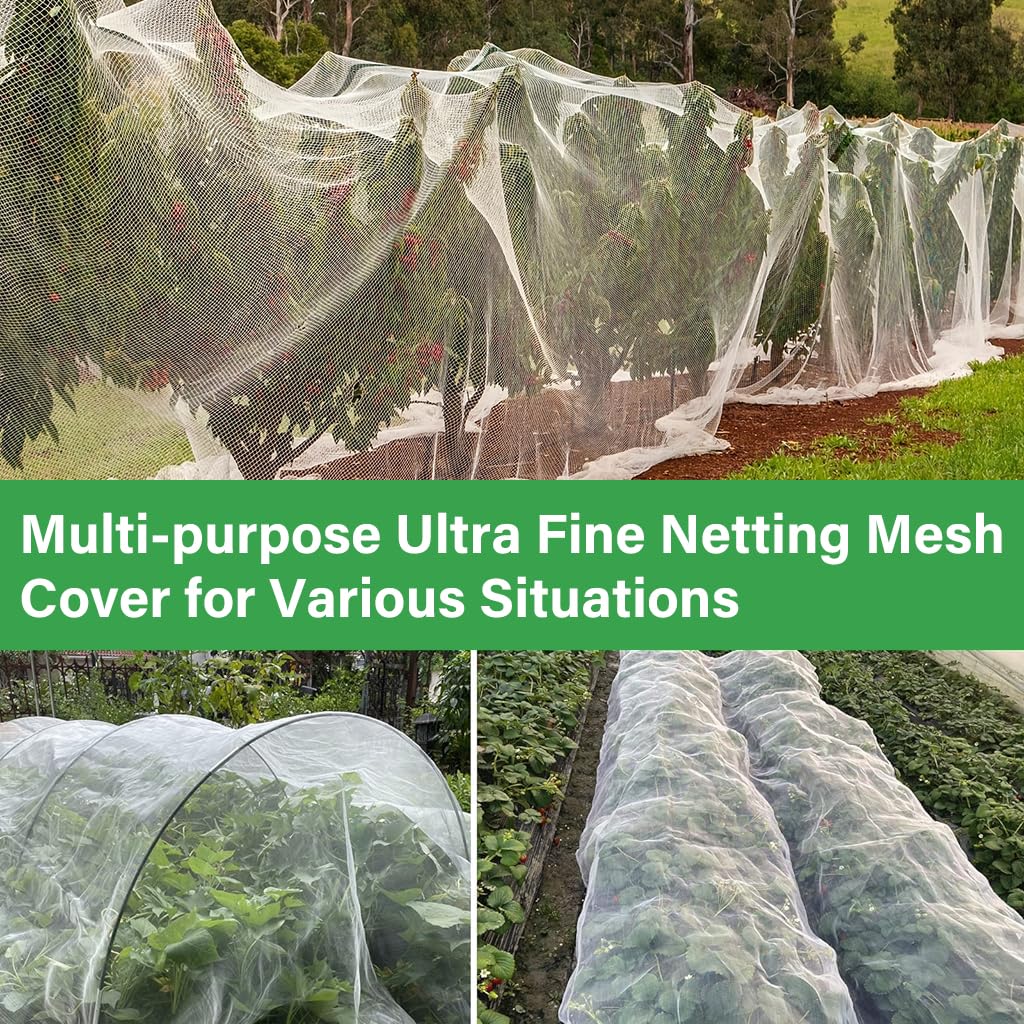 HASTHIP 2.5*10m Ultra Fine Garden Mesh Netting for Plant Protctive, Durable PE Plant Netting Cover for Protect Your Vegetables, Fruits, Flower & Trees, Greenhouse Cover Protection Mesh Net Covers