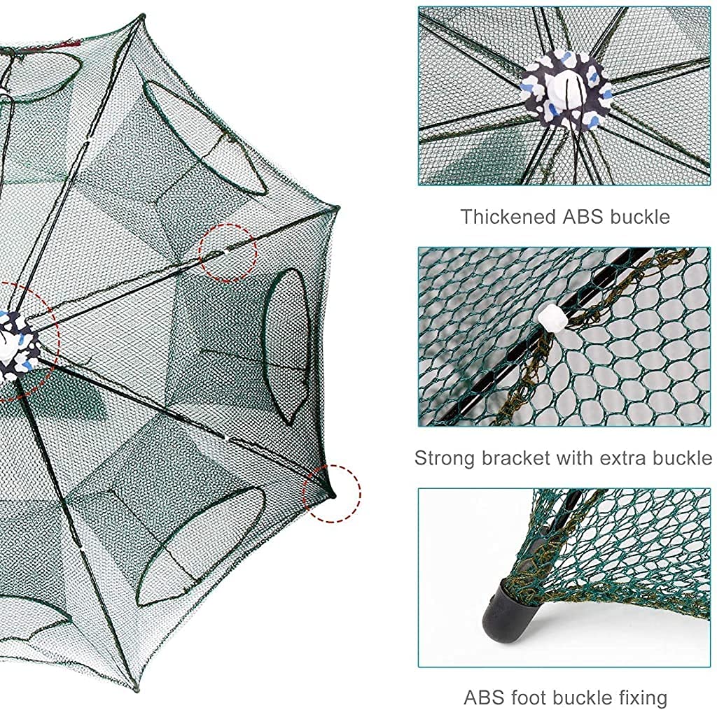 Proberos Cast Mesh Automatic Light Upgraded 6 Side, Portable Folded Fishing Net for Shrimp, Minnow, Crayfish, Crab