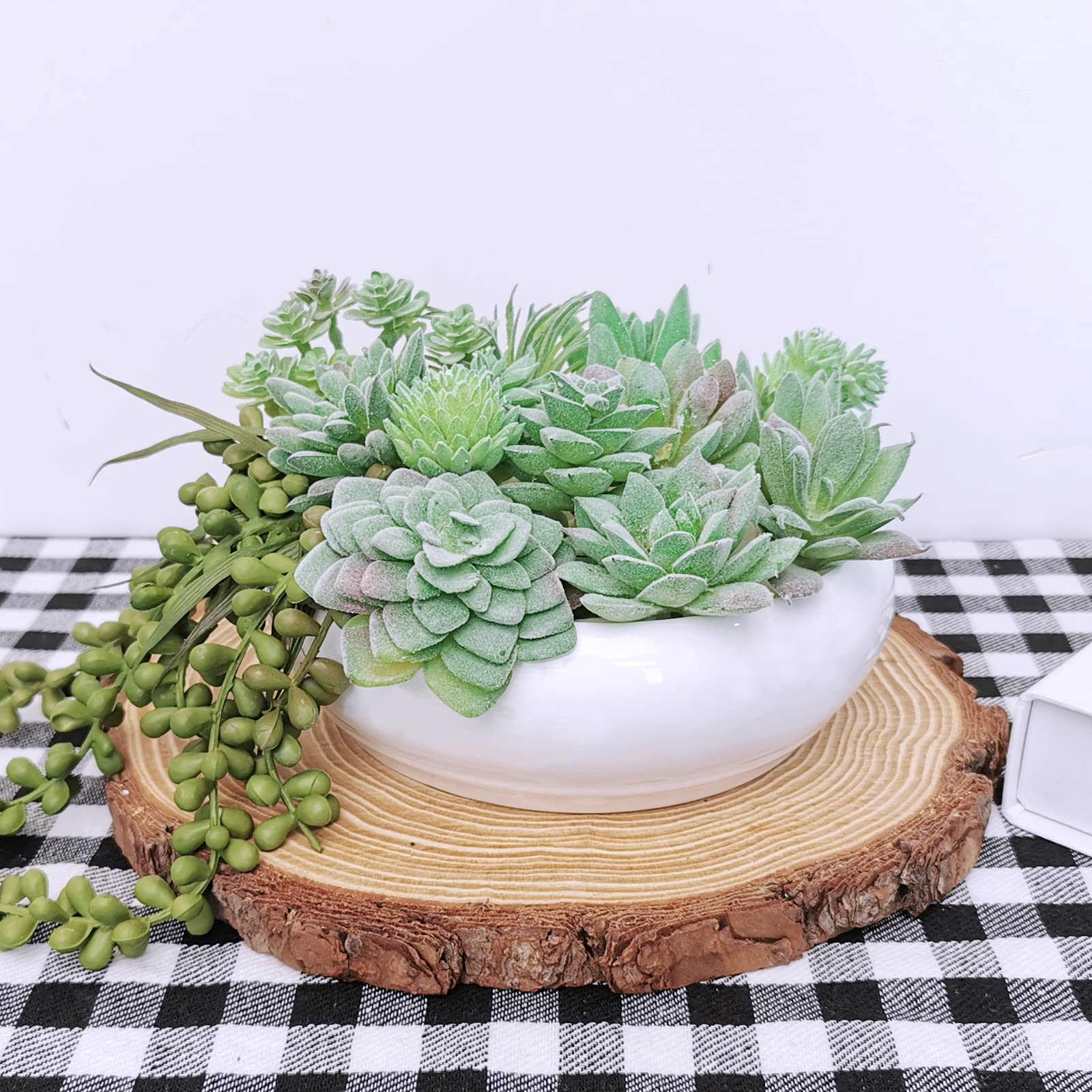 HASTHIP 11Pcs Artificial Succulent Plants, Faux Succulent in Flocked Green in Different Type Different Size, Mini Artificial Plants Desk Decor, Computer Desktop Decoration