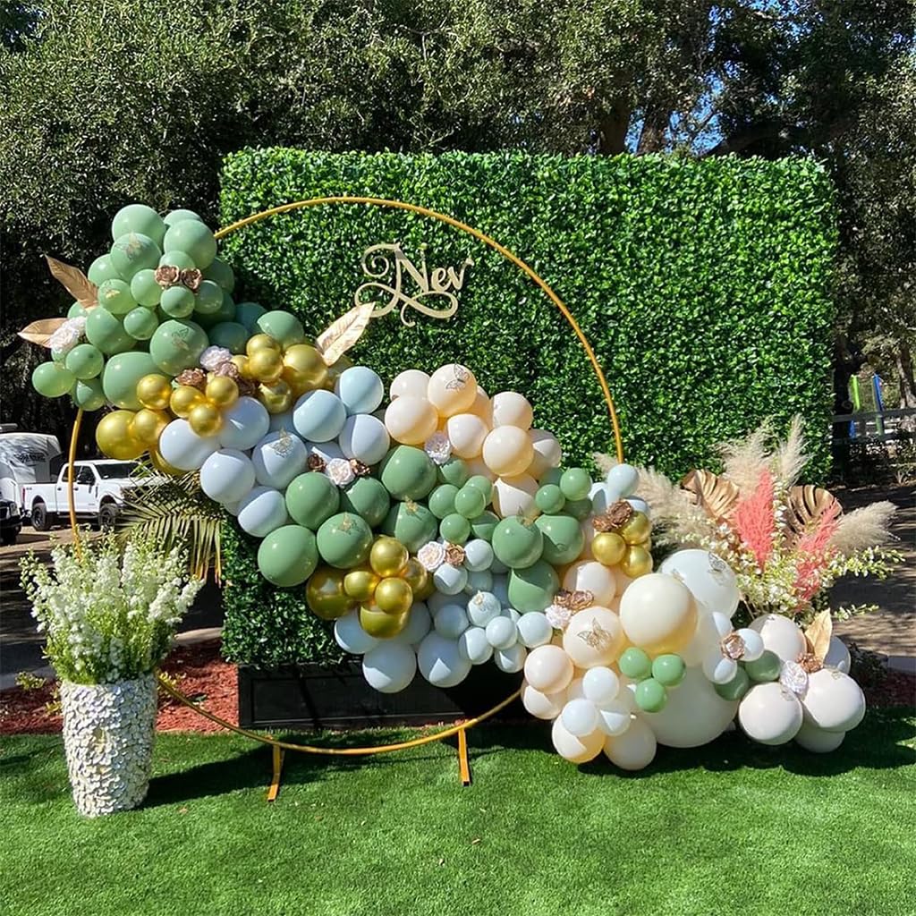 HASTHIP Round Balloon Arch Stand - Decoration Backdrop Stand, 6.56ft Diameter Arch Balloon Stand Assembly Balloon Arch Stand for Wedding, Birthday Party, Baby Shower Decoration (Gold)