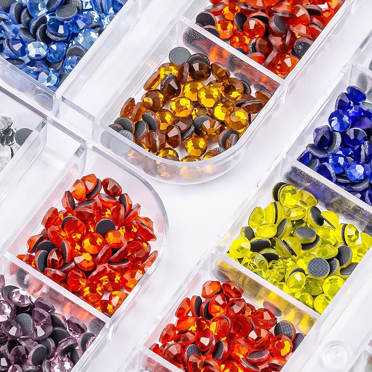 HASTHIP Hotfix Rhinestone Setter, Applicator ToolKit, Hot Fixed Wand Kit, Includes 12 Colors of Rhinestone and 1 Box White Rhinestone, Hot Melt Tool with 7 Sizes Metal Hot Melt Bit, Trays, Zip Bag