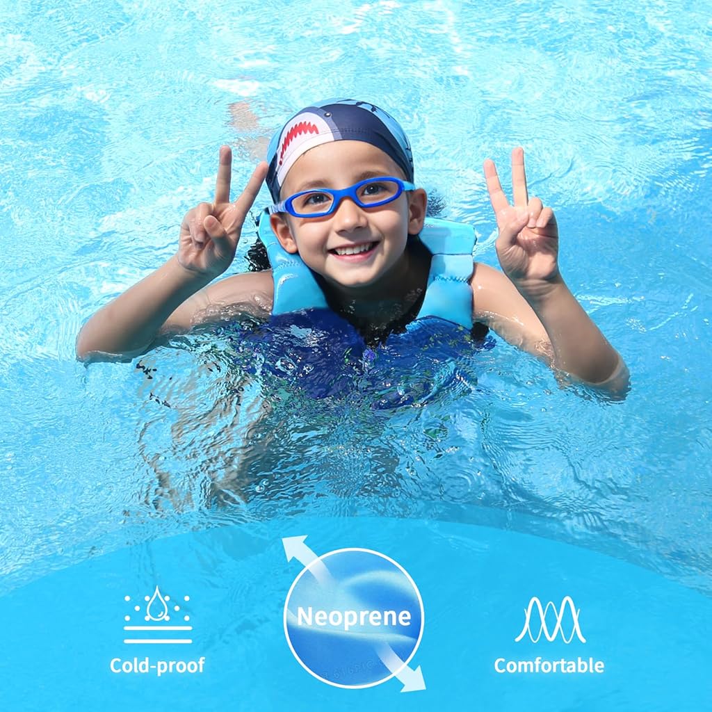 Proberos® Kids Life Jacket, for 5-7 Years Old, Swimming Vest Float Jacket Zip-up Training Buoyancy Jacket with Adjustable Thigh Fastening Straps, Pool Swim Beach Swim Life Jacket, M