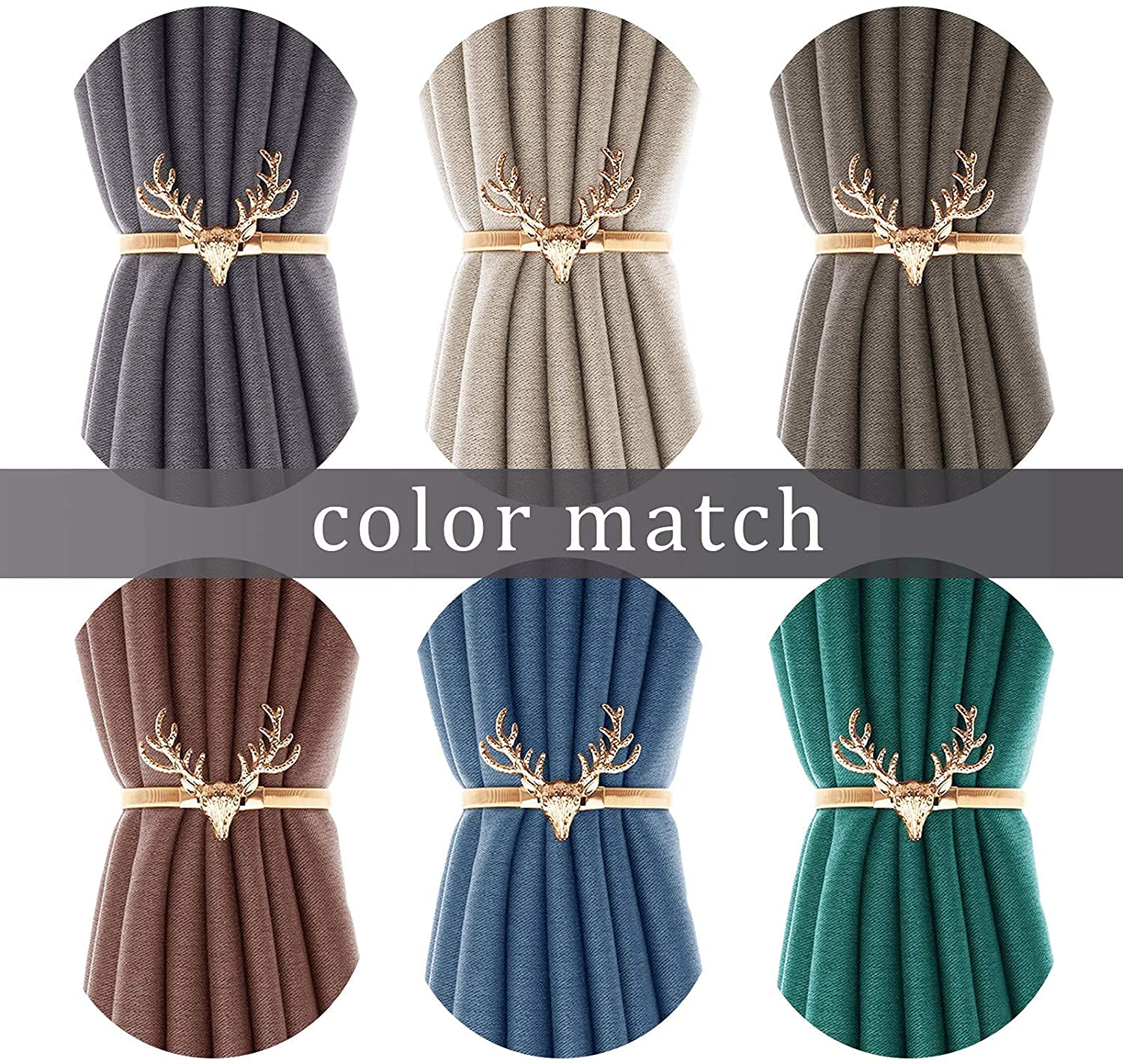 HASTHIP Curtain Tieback Adjustable Decorative Alloy Curtain Rope Curtain Holders Tieback Wall for Window Drapries Curtain Straps Curtain Clip Buckle Pack of 2