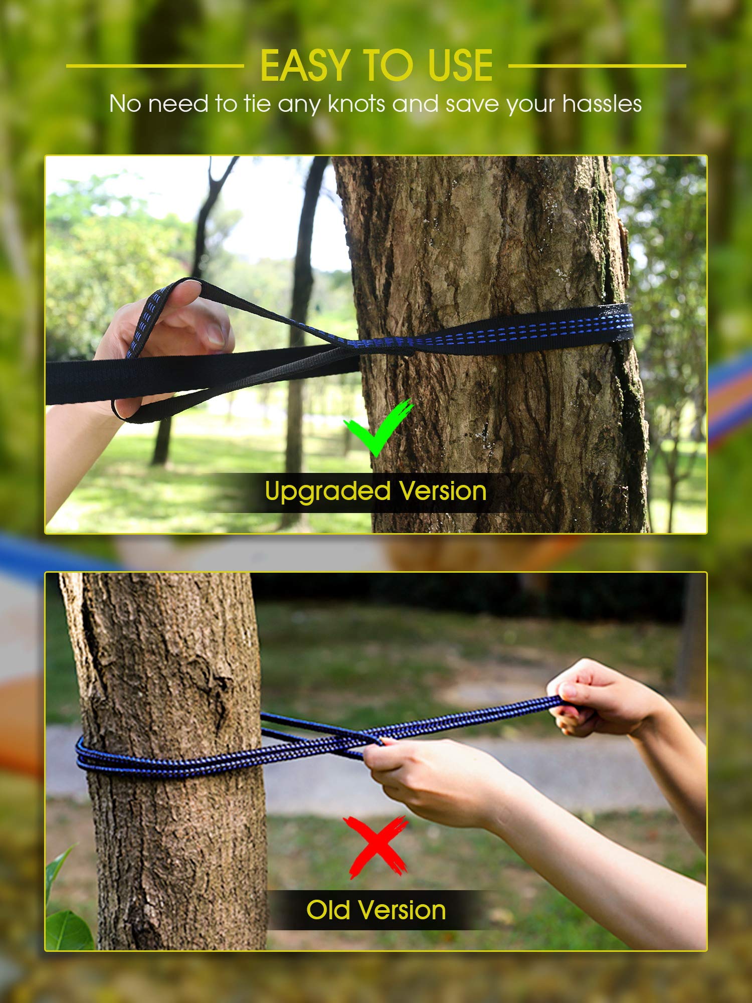 Supvox Hammock for Camping Outdoor Activities with 2 Fixing Straps, Hammock Swing for Adults Kids, Portable Ultralight Nylon Hammock for Travel Beach Trekking, Maximum 200kg Load (275 x 140cm)