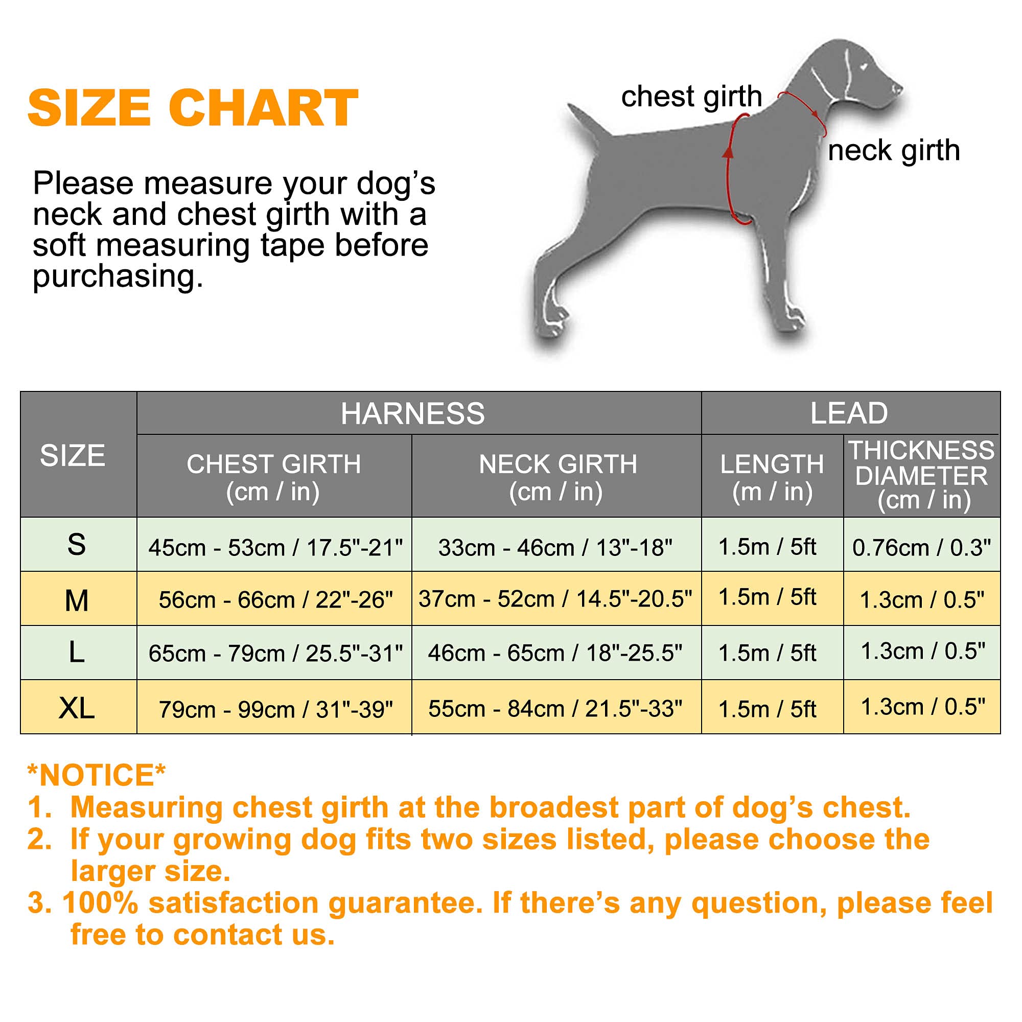 Qpets Dog Vest Dog Harness for Large Dog with 1.5m Dog Leash Dog Harness with Pulls Handle for Guide Dog, Large Dog, Adjustable Dog Vest Harness with Quick Release Buckle (Suitable 32.5-50kg)