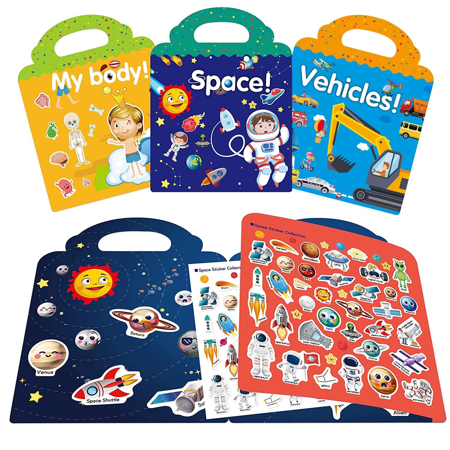 PATPAT Stickers for Kids,3 Packs Cartoon Sticker Book, DIY Cartoon Stickers for Craft Party Game Activities for Girls Boys Educational Toy Quiet Book Montessori Toys Stickers for Toddlers