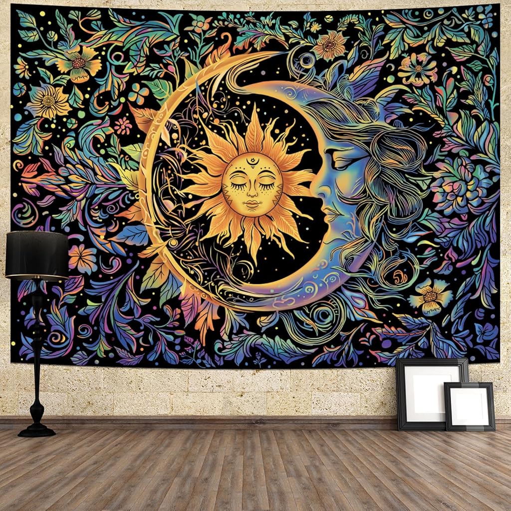 ZIBUYU® Sun and Moon Tapestry Psychedelic