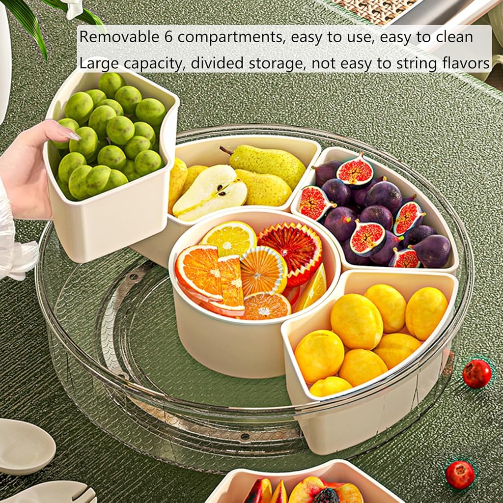 Supvox® upvox Split Tray Fruit Snack Box with Lid and Handle, Gray White in Color