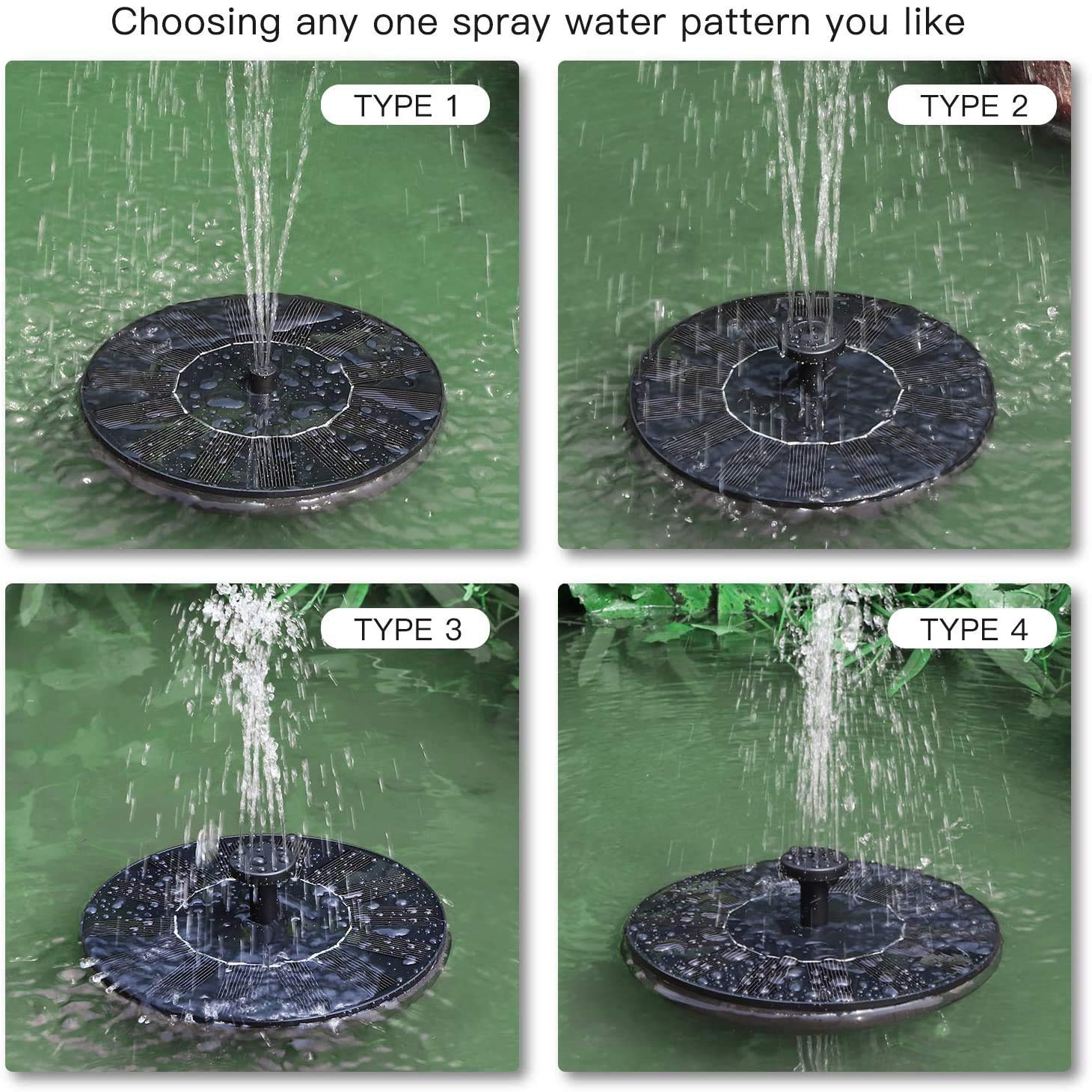 HASTHIP Fountain Solar Power Floating Water Pump for Pool Pond Garden and Patio Plants Round 7V 1.4W