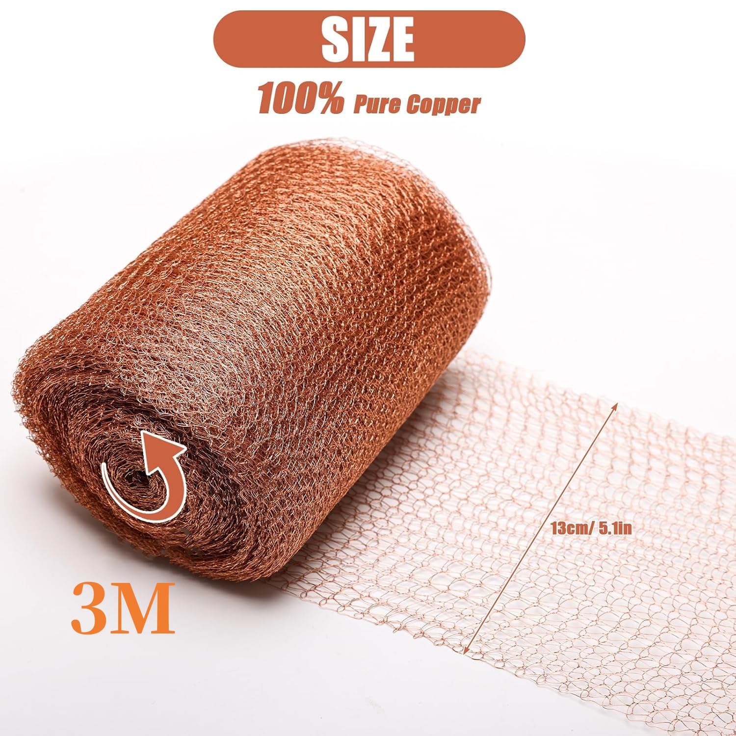 Supvox Copper Mesh for Electromagnetic Interference 5 Inches x 9.8 Feet RFI Shielding Copper Mesh Screen Copper Mesh Sheet Cuttable Copper Mesh Screen for Gardening Shield, Filtration