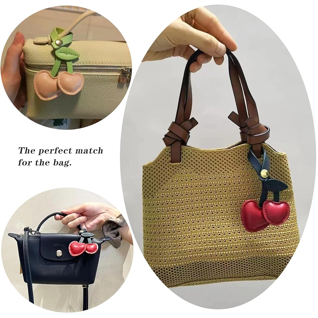 SANNIDHI® Bag Charms Cute Cherry Charm for Purse Handbags Bag Accessories PU Key Chains