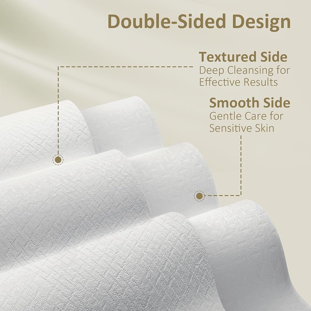 MAYCREATE® Disposable Face Towels, 50 Counts Disposable Towels Soft 100% Cotton Multi-Purpose Tissue for Face Skin Care