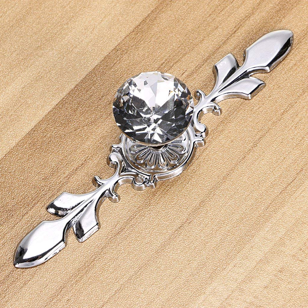 HASTHIP 4 Pack Knobs for Drawers Pull Handles Drawer Knobs- Crystal Glass Diamond Decorative Knobs with Plate, Cabinet Cupboard Door Knobs with Screws