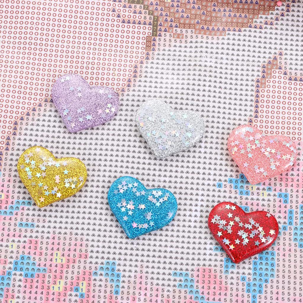 HASTHIP 6PCS Diamond Painting Tools and Accessories Kits, Diamond Painting Magnet Cover Holder, Cross Stitch Diamond Painting Holder, Suitable for Holding Diamond Painting Cloth (Heart-Shaped)